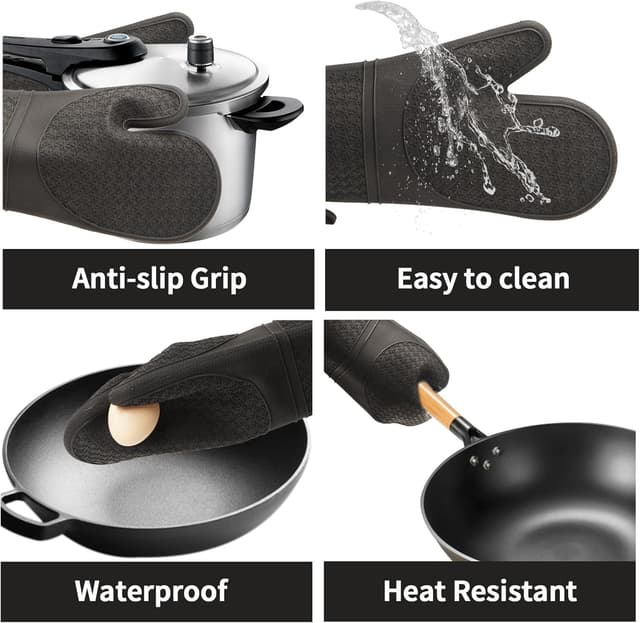 Detalle 2 de MEETOZ Silicone Oven Mitts, 600° heat