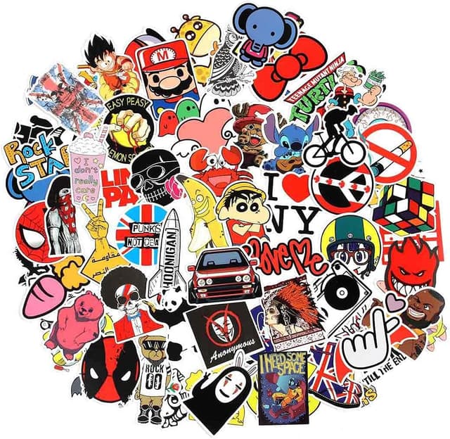 Detalle 2 de Cool Random Stickers Pack (55–500pcs) PVC vinyl waterproof laptop & skateboard decals