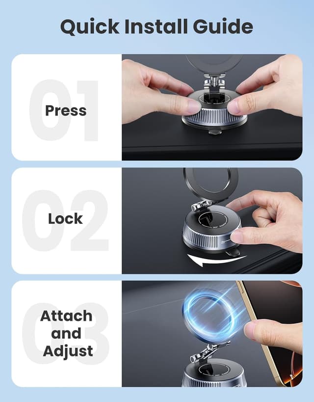 Thumbnail 6 de EOIWUY Vacuum Magnetic Car Phone Holder 360°