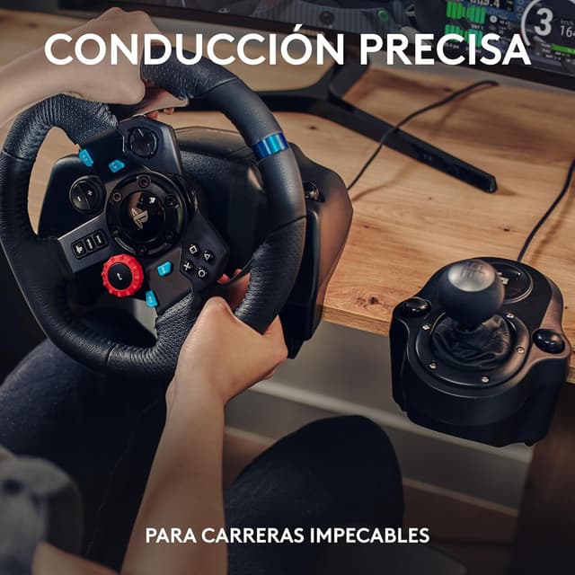 Detalle de Logitech G G29 SE Driving Force 🚗 Volante de carreras con pedales, Force Feedback, Cuero + Palanca para PS5, PS4 y PC