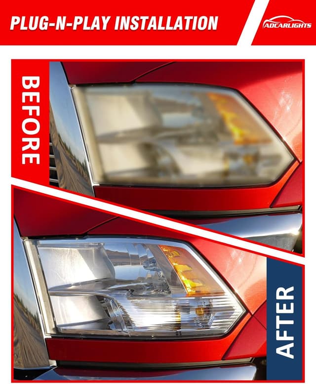 Detalle 2 de ADCARLIGHTS Headlight Assembly Replacement for 2010–2018 Dodge Ram (Chrome Housing, Amber Reflector)