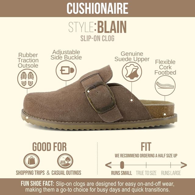 Detalle 2 de CUSHIONAIRE Blain Suede Slip-On Clogs ⚙