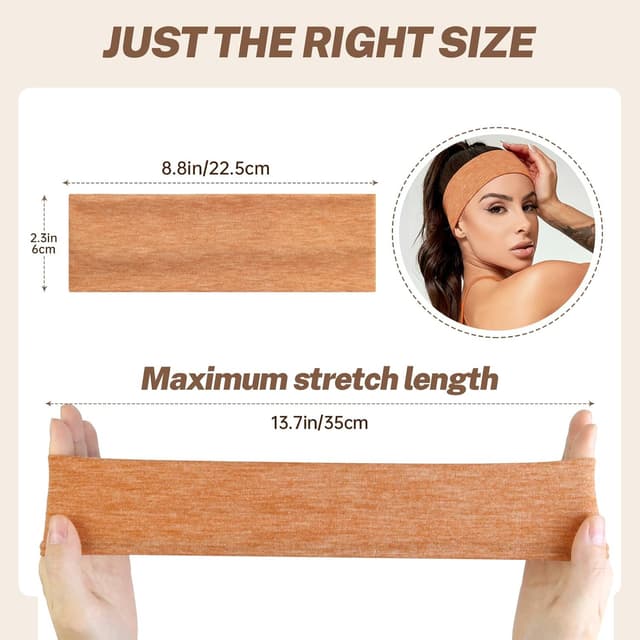 Detalle de Kavya Fasce per capelli unisex antiscivolo traspiranti (8 pezzi) – headband da sport e fitness, nere