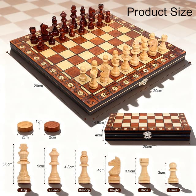 Thumbnail 2 de Schachspiel Holz Magnetisch 3-in-1