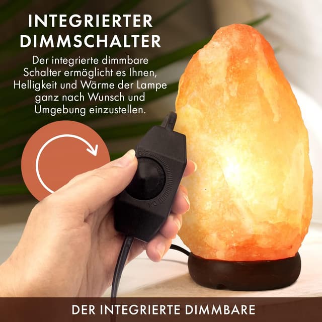 Detalle de The Body Source Himalaya Salzlampe (3–5 kg) mit Dimmerschalterlicht auf Holzständer – Nachtlicht mit 10-W-Glühbirnen & Geschenkbox
