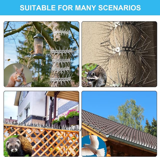 Thumbnail 6 de Anti-Pigeon/Bird/Cat Deterrent Spikes – 2m Stainless Steel Cross-Row Spikes for Bird Feeders, Fences & Gutters