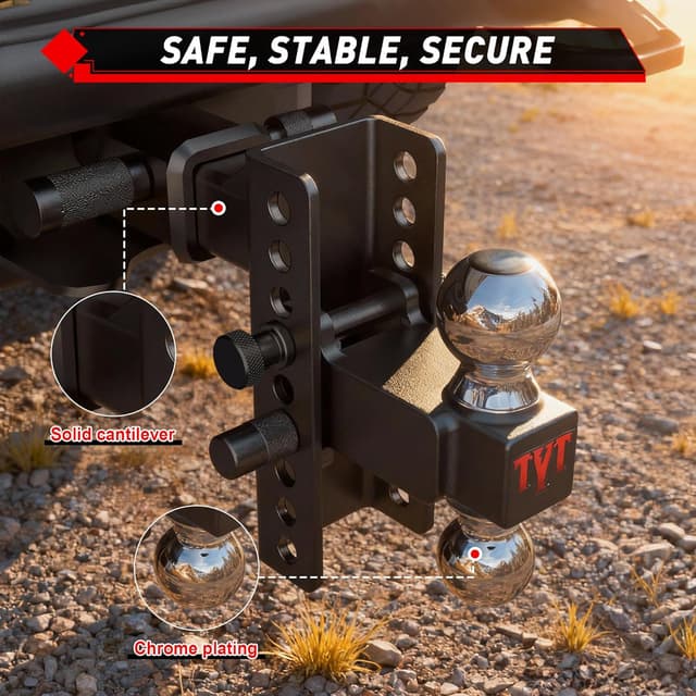 Thumbnail 3 de TYT Adjustable Trailer Hitch 6" Drop 🚚