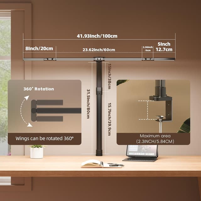 Detalle 2 de GAEFURY Schreibtischlampe 1800LM dimmbar