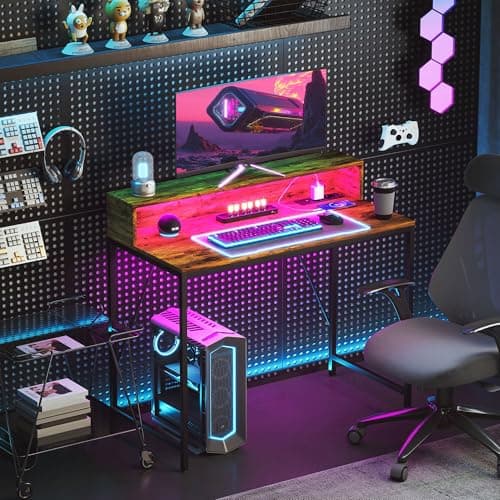 Thumbnail 7 de HOMCOM Escritorio Industrial con Luces LED y Tomas de Corriente🖥