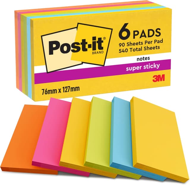 Detalle de Post-It Super Sticky Carnival 76x127 mm 90 hojas