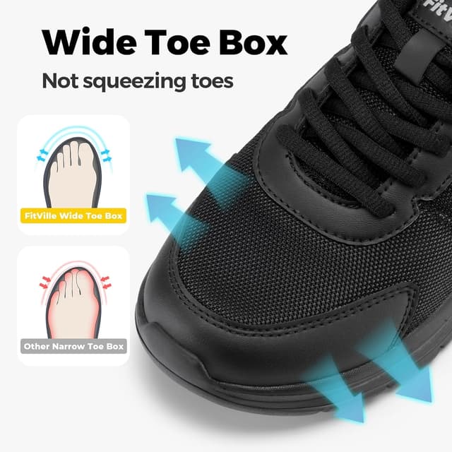 Detalle de FitVille Extra Weit Herren-Wanderschuhe: leichte Freizeitschuhe mit Dämpfung und weiter Zehenbox