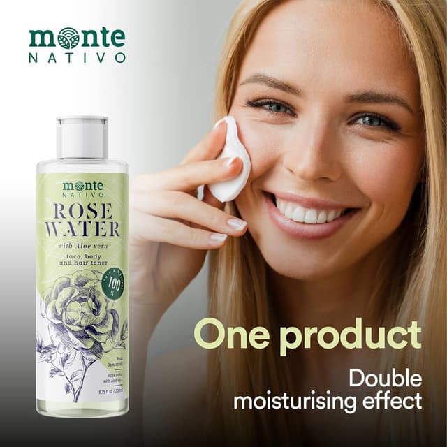 Detalle 2 de Monte Nativo Rosenwasser Gesichtswasser mit Aloe Vera (2x200 ml / 400 ml)