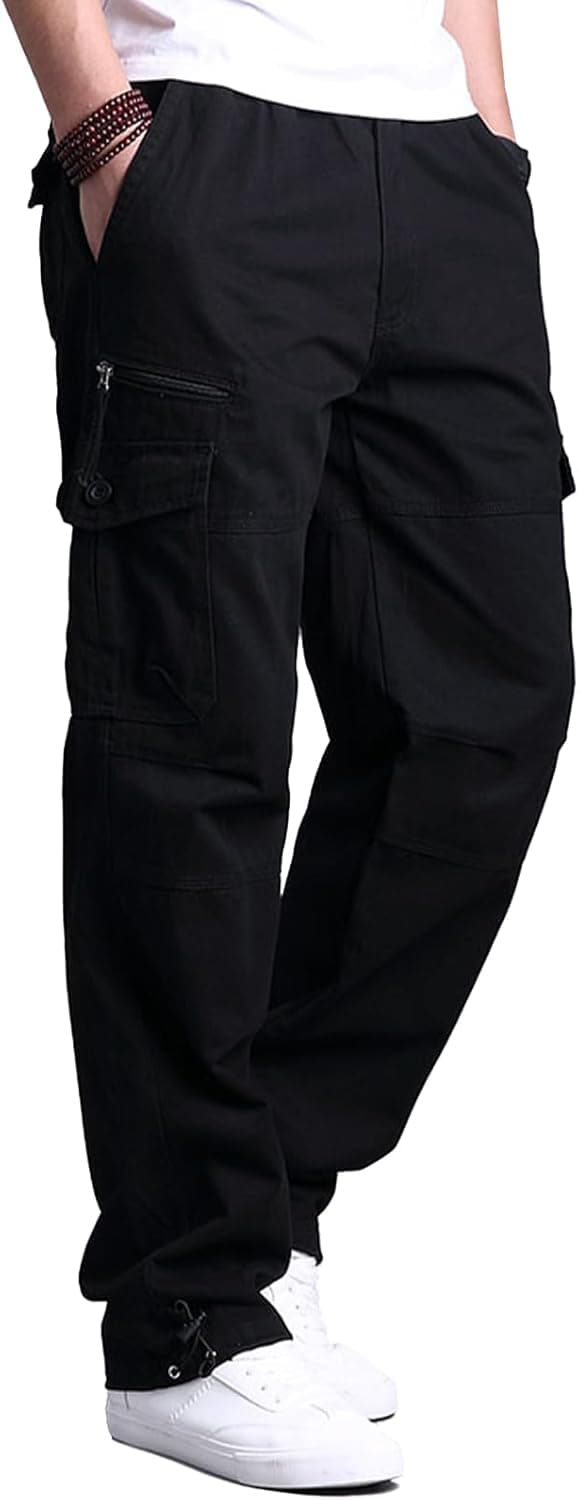 Detalle de Aotoyou Herren Cargohose aus Baumwolle mit 7 Taschen, elastischem Bund und 7-Taschen-Design