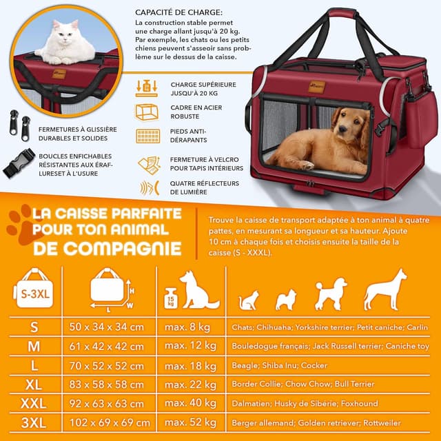 Detalle de TRESKO Cage pliable pour chien et chats avec tapis de léchage, spatule et réflecteurs (taille S)