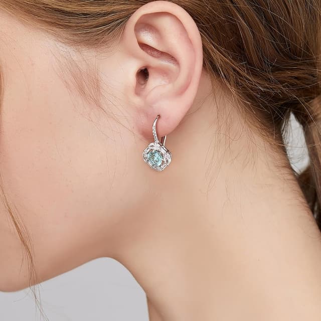 Detalle de jiamiaoi 18 Karat Weißgold plattiert Ohrringe Hängend mit Zirkonia (925 Sterling Silber)