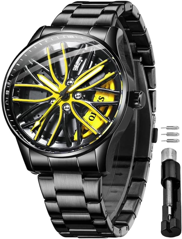 Detalle de OLEVS Herrenuhr aus Edelstahl mit Skelett-Zifferblatt, analogem Quarzwerk und 3-ATM-Wasserschutz