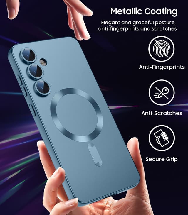 Detalle 2 de LEKEVO Magnetic Case for Samsung Galaxy S25 (6.2-inch) with MagSafe & Built-in Camera Lens Protector — Slim Soft Silicone Bumper, Green