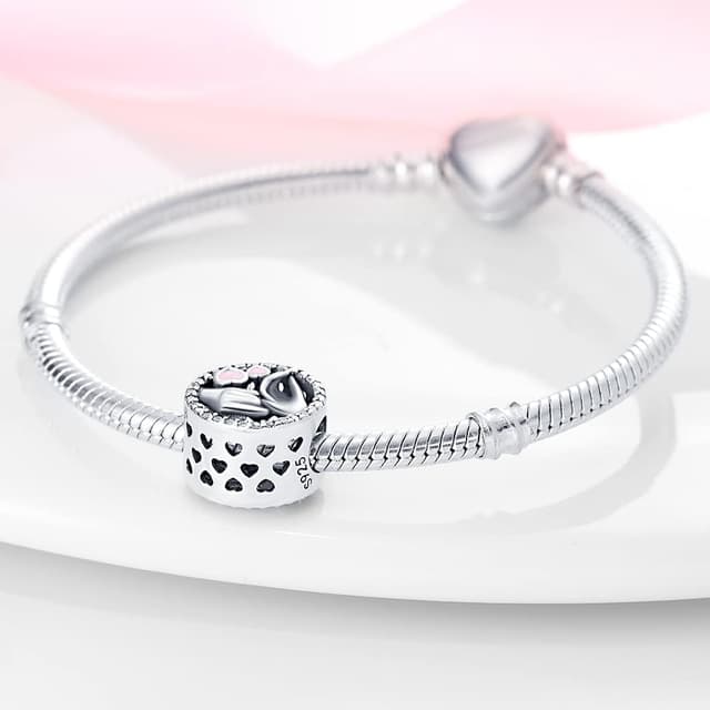 Detalle 2 de TINSLO Charm Anhänger aus 925er Sterling Silber mit Zirkonia – kompatibel mit europäischen Armband- & Ketten-Charm-Systemen