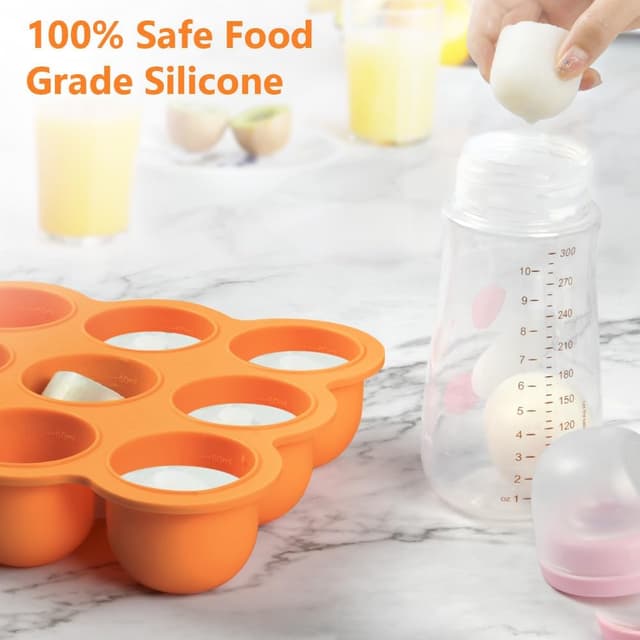 Detalle de Aolso contenitore per alimenti in silicone con coperchio e 9 scomparti (arancione)