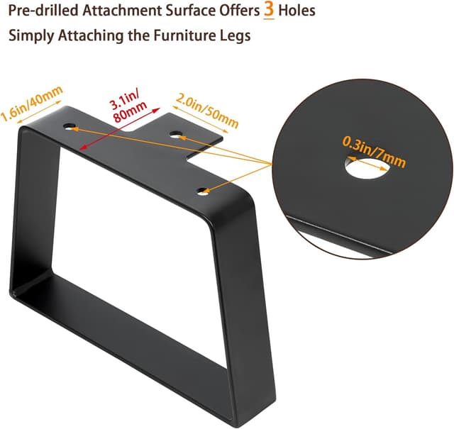 Thumbnail 3 de Signstek Schwarze trapezförmige Tischbeine 20,3 cm