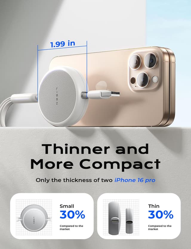 Detalle 2 de LISEN Multi Charger Cable (Retractable USB-C to USB) 3-in-1 for Lightning, Micro-USB and USB-C devices