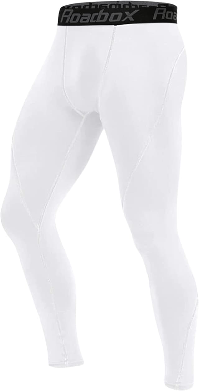 Detalle de Roadbox Compression Pants (1, 2 or 3 Pack) — Men’s Athletic Base Layer Tights for Running, Cycling, Yoga