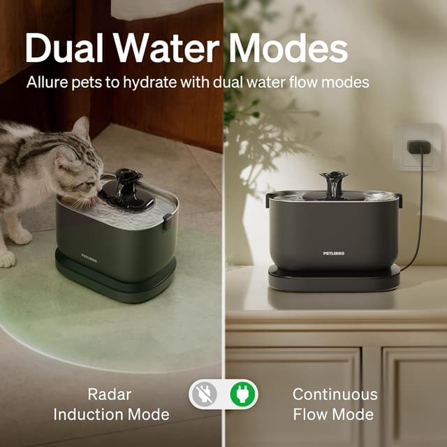 Detalle de PETLIBRO Dockstream Wireless Cat Water Fountain (2.5L) – battery-operated with motion sensor, black