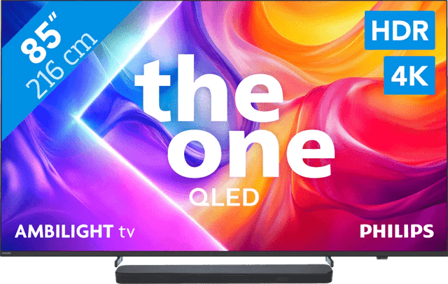 Detalle de Philips Ambilight 85 Zoll PUS9000 QLED 4K (2025) Set + JBL Bar 300 M2 – Dolby Atmos im Wohnzimmer
