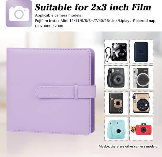 Detalle 2 de Ruibytree 360-Fach Fotoalbum für Fujifilm Instax Mini und Polaroid Snap (86×54 mm)