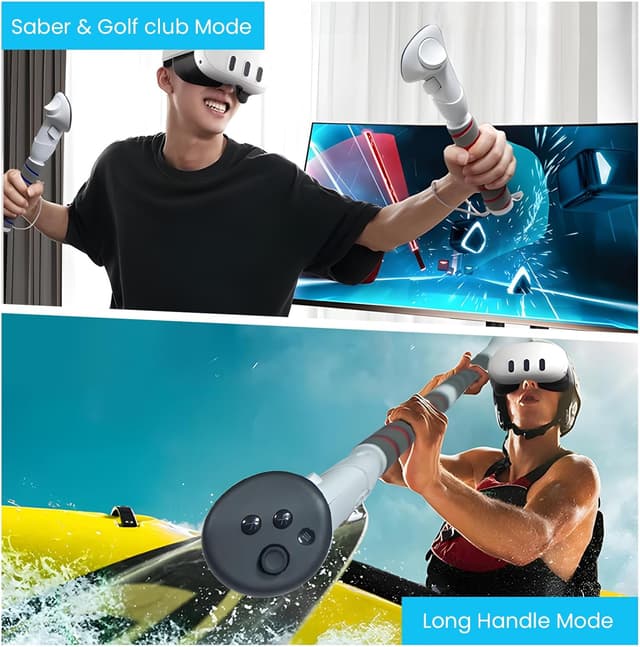 Thumbnail 6 de OldPAPA 3-in-1 VR Gorilla Tag Long Arms Sticks for Meta Quest 3/3S (White) with Dual Controller Extension Grip