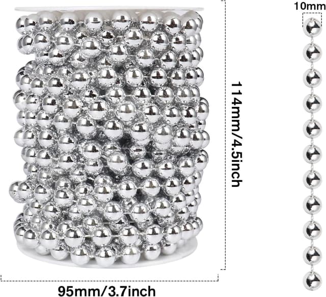Detalle de Silver Pearl Beads Garland 33 ft, 10mm ๐