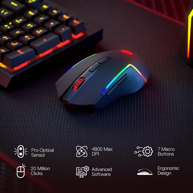 Detalle de Redragon BS142: tastiera gaming wireless K515 Pro RGB + mouse M693 Pro (layout US, 98 tasti)