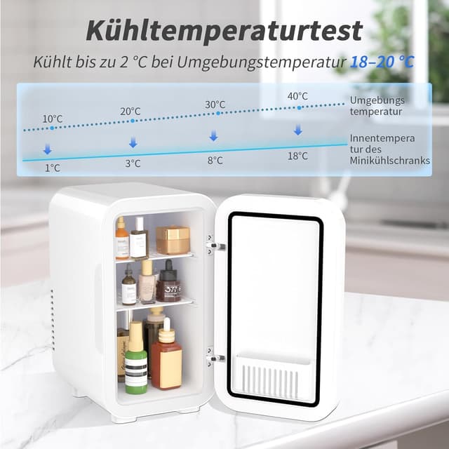 Detalle 2 de YASHE Mini-Kühlschrank mit 6 Litern (bis 8 Dosen) – tragbarer thermoelektrischer Kühler für Büro, Schlafzimmer & Auto