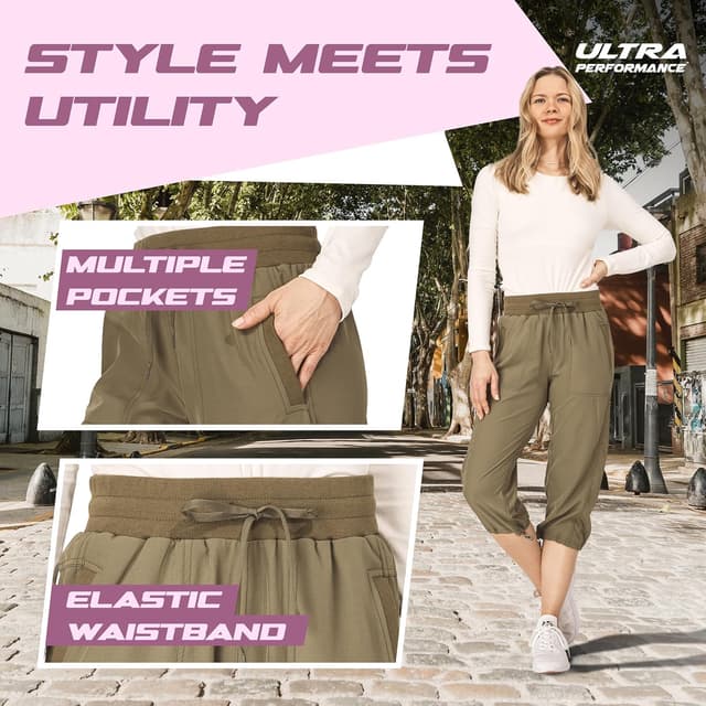 Detalle de Ultra Performance Women’s Ultra Performance Capri Pants (2-Pack) with Cargo Pockets