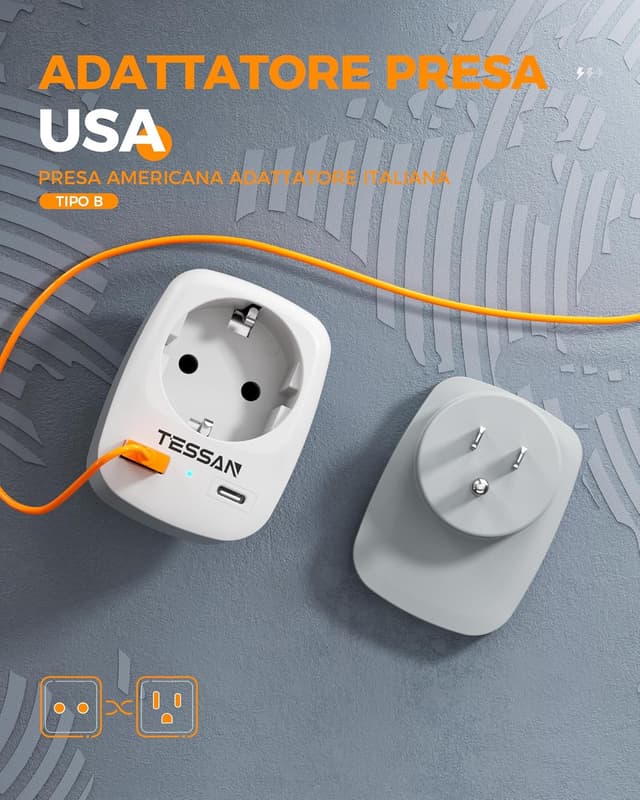 Detalle 2 de TESSAN Adattatore Presa Americana 1250W 🔌