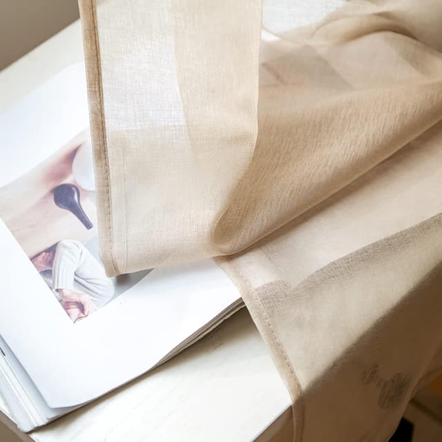 Thumbnail 6 de Woaboy Voile Gardinen Beige Kurz Vorhänge