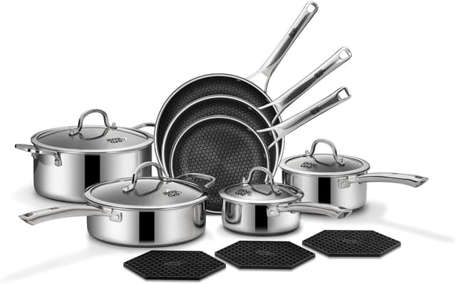 Detalle de SNOWCLAD 14Pc Hybrid Stainless Steel Cookware Set
