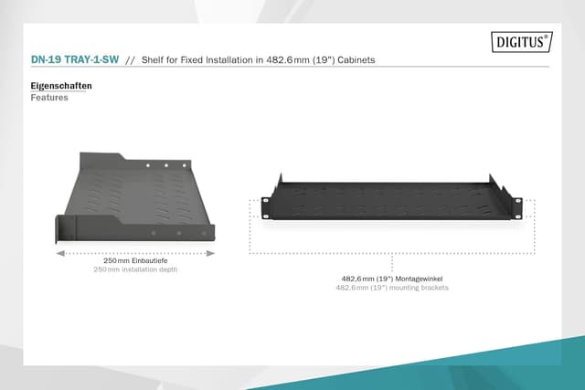 Thumbnail 2 de DIGITUS Estante 19 pulgadas 1U negro