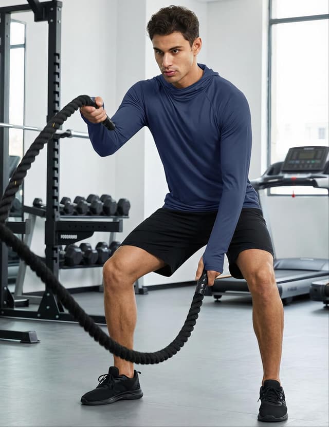 Detalle de MAGCOMSEN men’s sun hoodie with UPF 50+ UV protection, quick-dry long sleeves and thumb holes