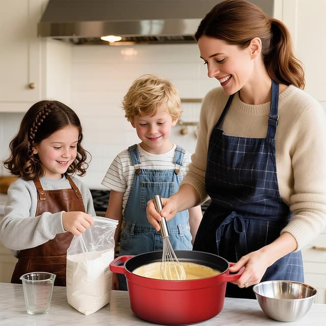 Thumbnail 6 de YASHE olla de hierro fundido con tapa antiadherente roja