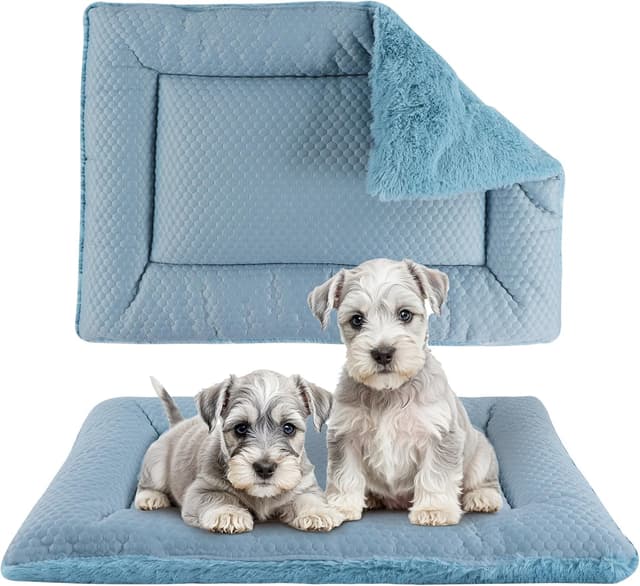 Detalle de BVAGSS Dog Bed Mat (Reversible) Crate Pad – Washable Cool & Warm Kennel Pad, 76x50cm, Blue (XH080)
