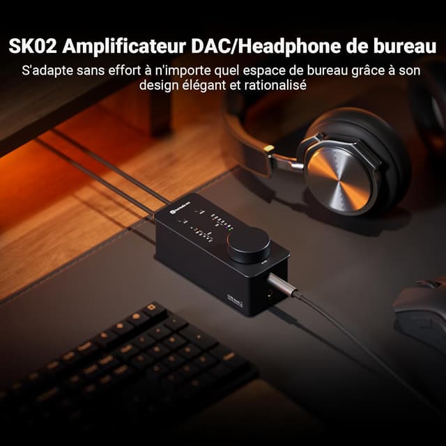 Detalle de Fosi Audio SK02 DAC USB-C vers AUX : convertisseur audio numérique/analogique et amplificateur casque 4,4 mm + 3,5 mm