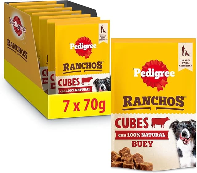 Imagen de Pedigree Ranchos Cubes Beef Snack perro 7 x 70 g en OfertitasTOP