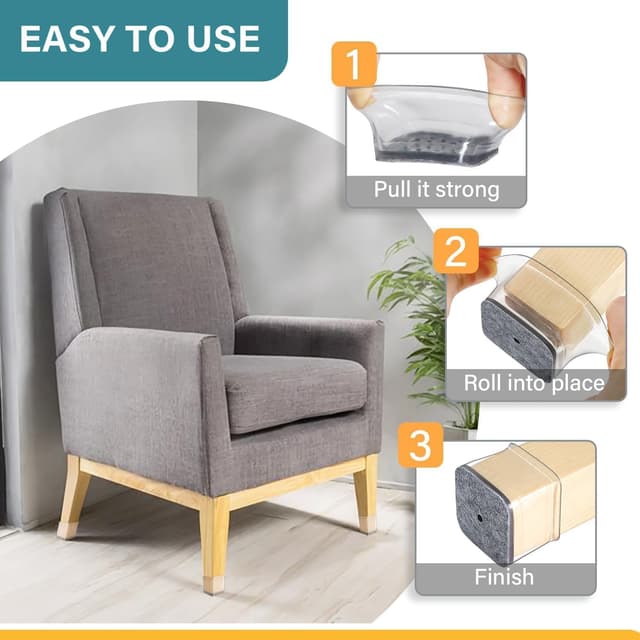 Detalle 2 de Stuhlbeinkappen Eckig 24 Stück