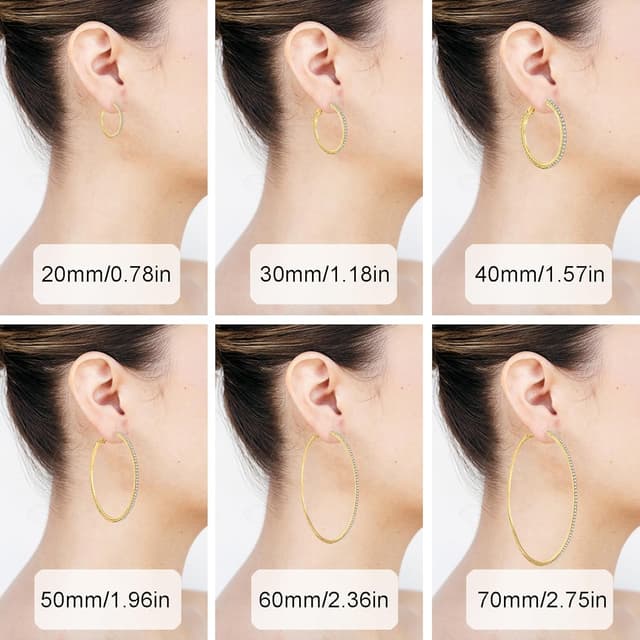 Detalle de MOROTOLE 14K Gold Strass Creolen – große Strass-Ohrringe mit S925-Steckern (Hypoallergen) in 20–70 mm