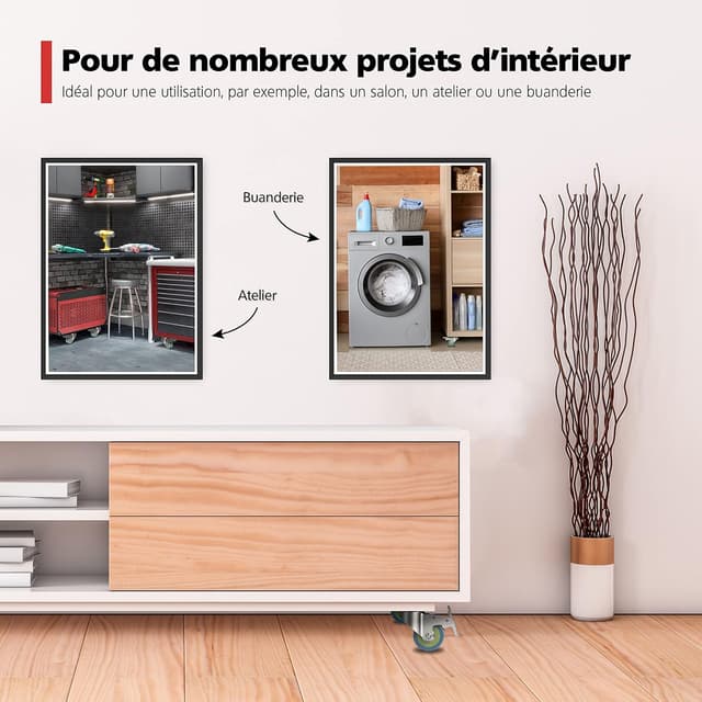 Detalle de RAVN HAMAN – Jeu de 4 roulettes pivotantes avec frein, charge lourde jusqu’à 50 kg par roue (50 mm)