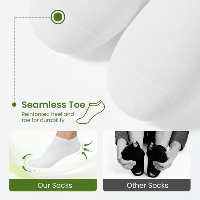 Detalle de FALARY Bamboo No Show Trainer Socks (Invisible Low Cut Ankle) – 6 Pairs