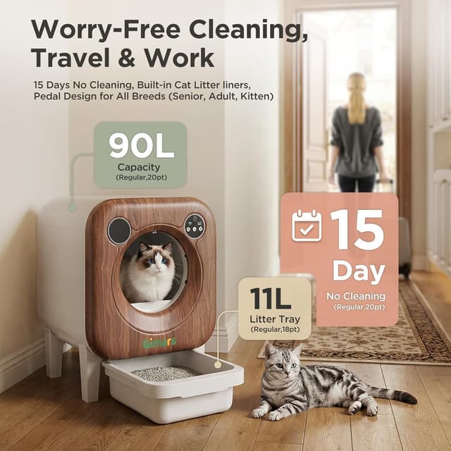 Thumbnail 1 de Gimars XXL 90L self‑cleaning cat litter box