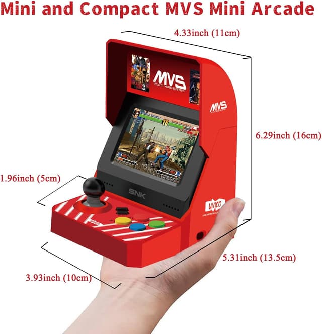 Detalle de UNICO MVS Mini Arcade con set di controller Rossi e 45 giochi SNK Neo Geo (cavo HDMI incluso)
