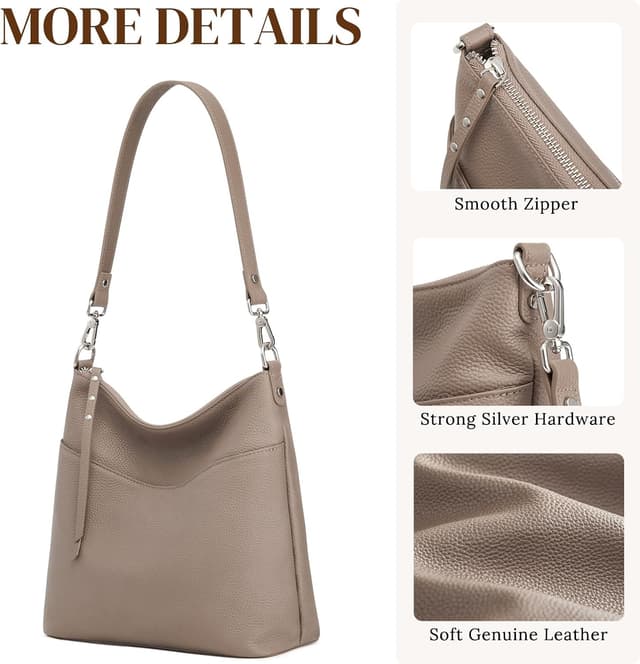 Detalle 2 de S-ZONE leather tote bag for women (medium) with 2 removable straps